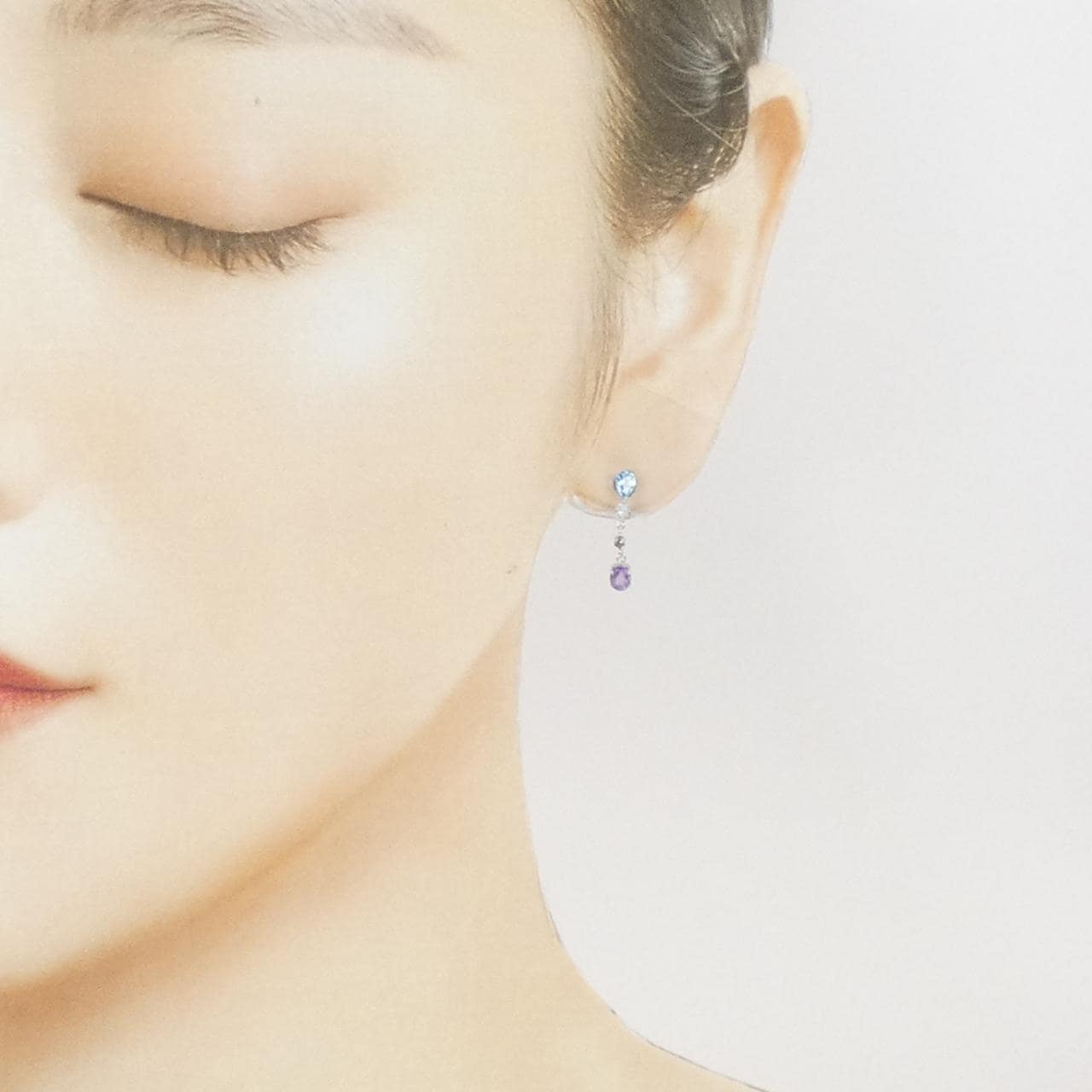 K10WG カラーストーン ピアス