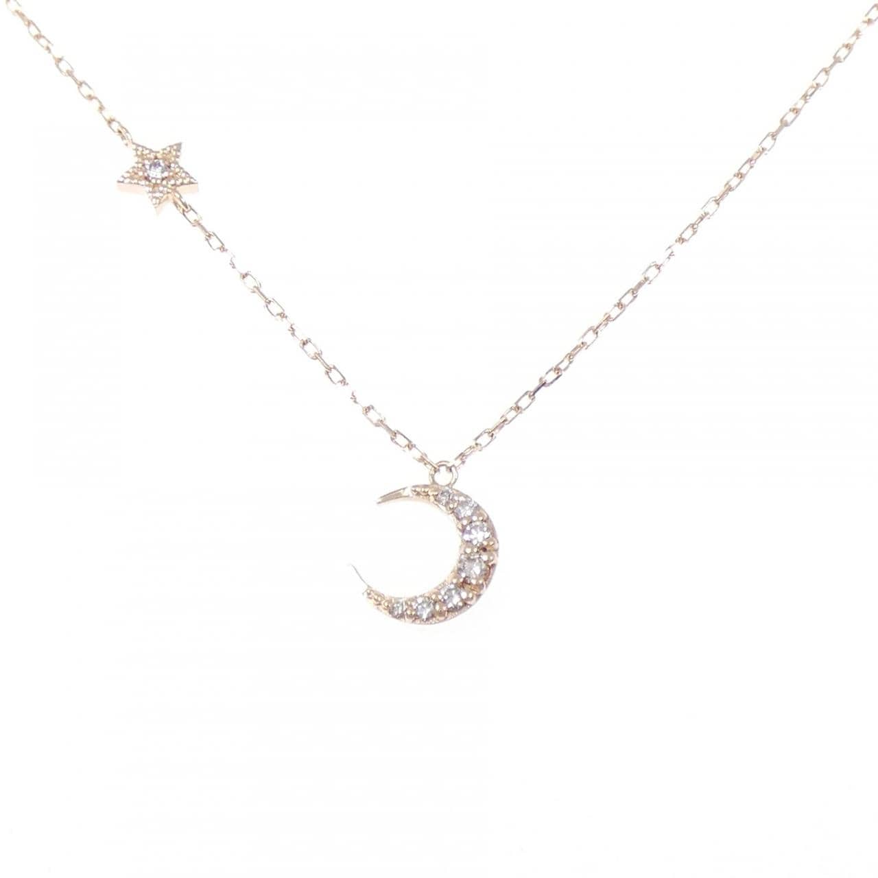 K10PG スター×ムーン ダイヤモンド ネックレス 0.08CT