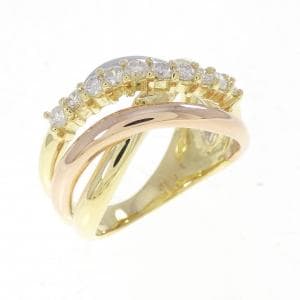 K18YG/PT900/K18PG ダイヤモンド リング 0.32CT