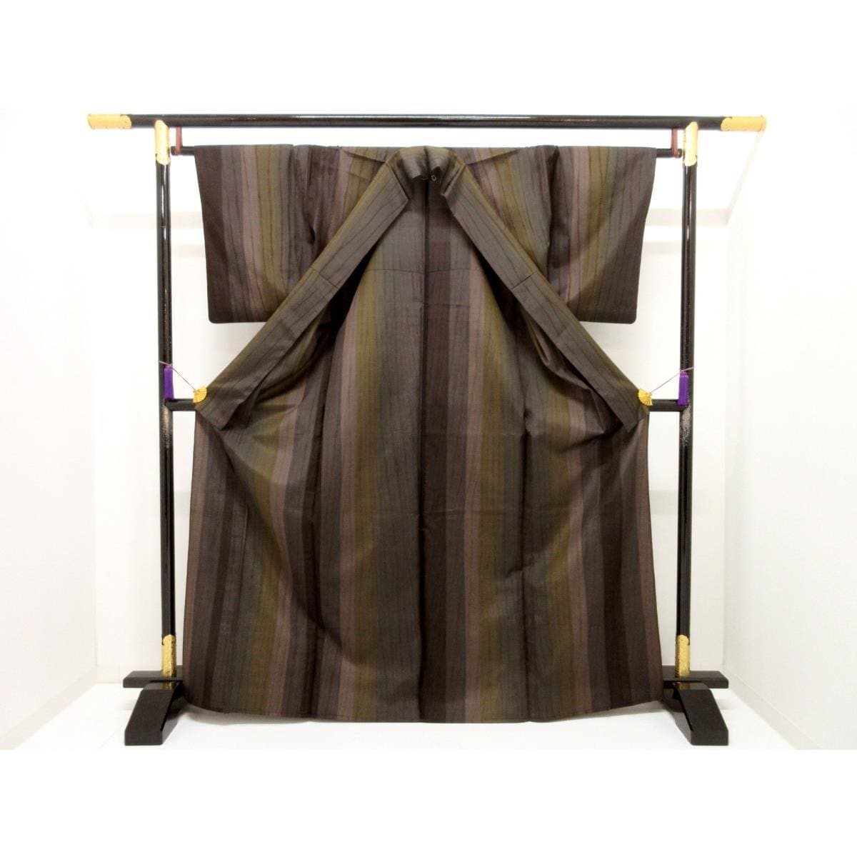 単衣　染紬　絞り加工