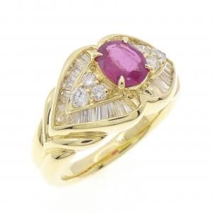 K18YG ルビー リング 0.72CT