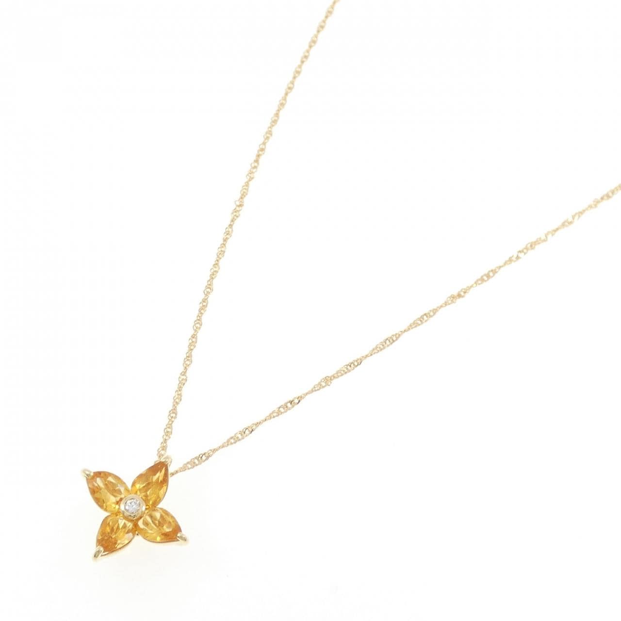 K18YG フラワー シトリン ネックレス 2.30CT