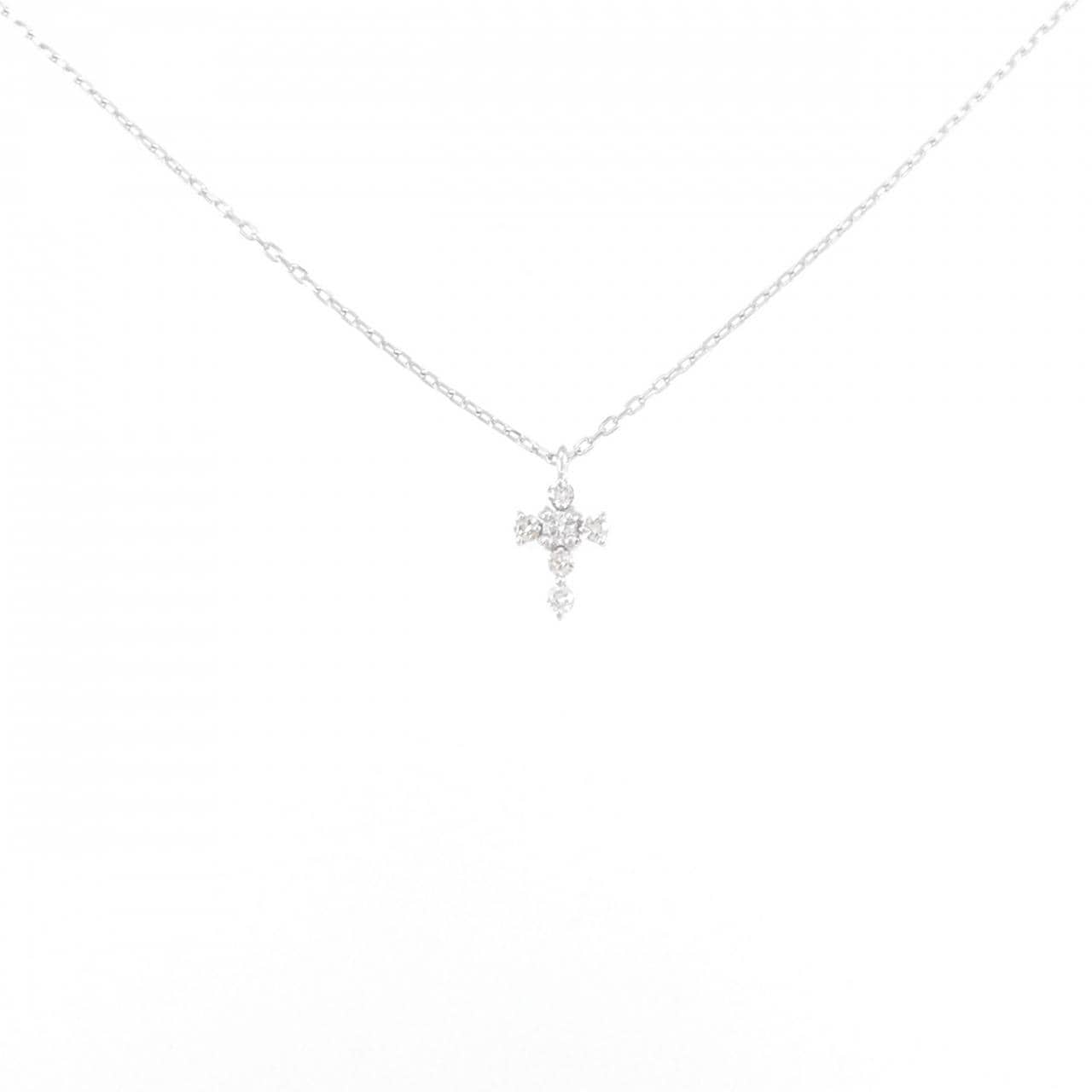 K18WG クロス ダイヤモンド ネックレス 0.04CT