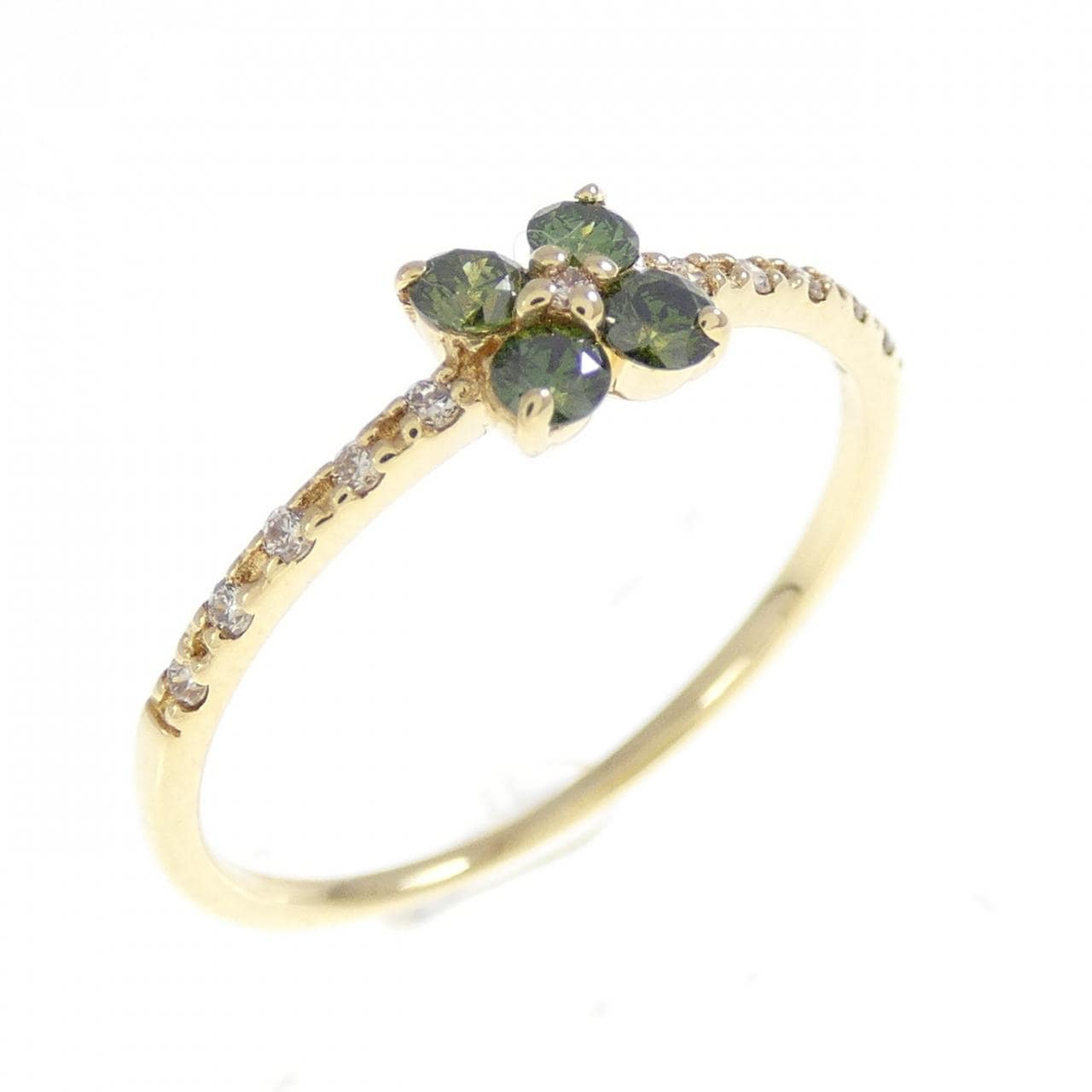 K18YG フラワー ダイヤモンド リング 0.17CT