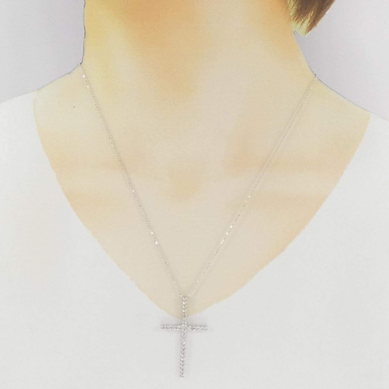 K18WG クロス ダイヤモンド ネックレス 1.00CT