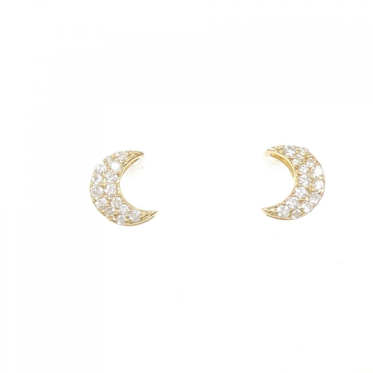 【リメイク】K18YG ムーン ダイヤモンド ピアス 0.20CT