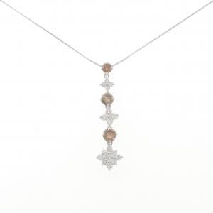 K18WG フラワー ダイヤモンド ネックレス 1.32CT