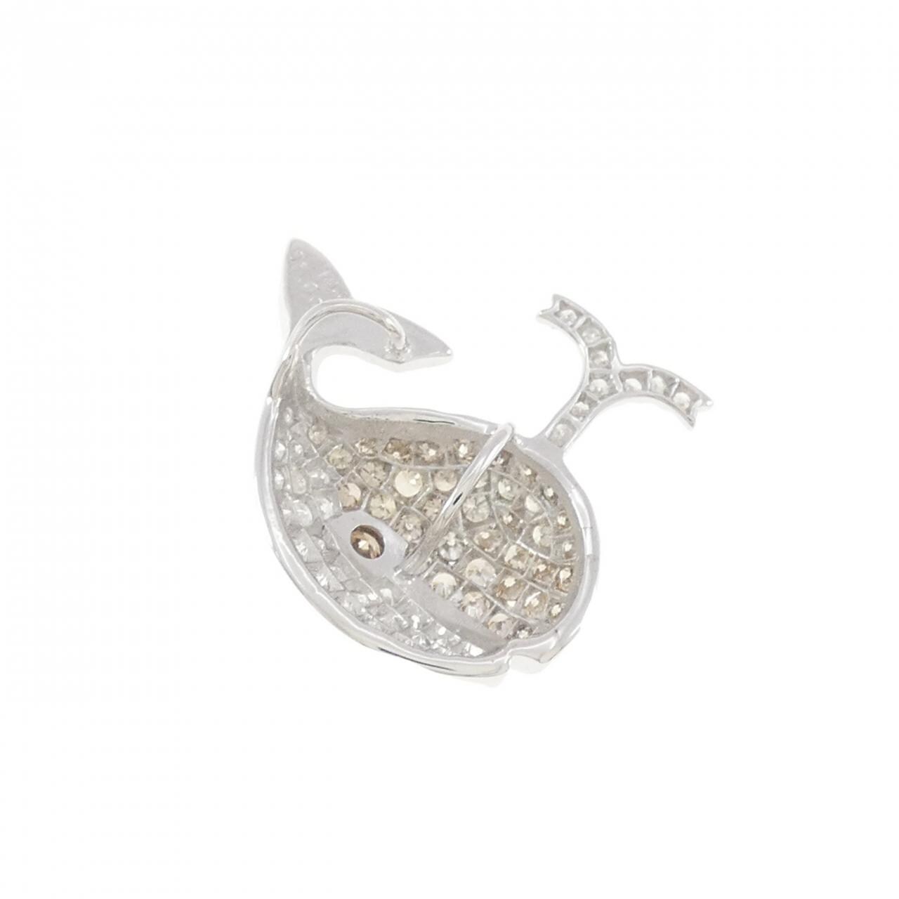 K18WG パヴェ クジラ ダイヤモンド ペンダント 1.00CT
