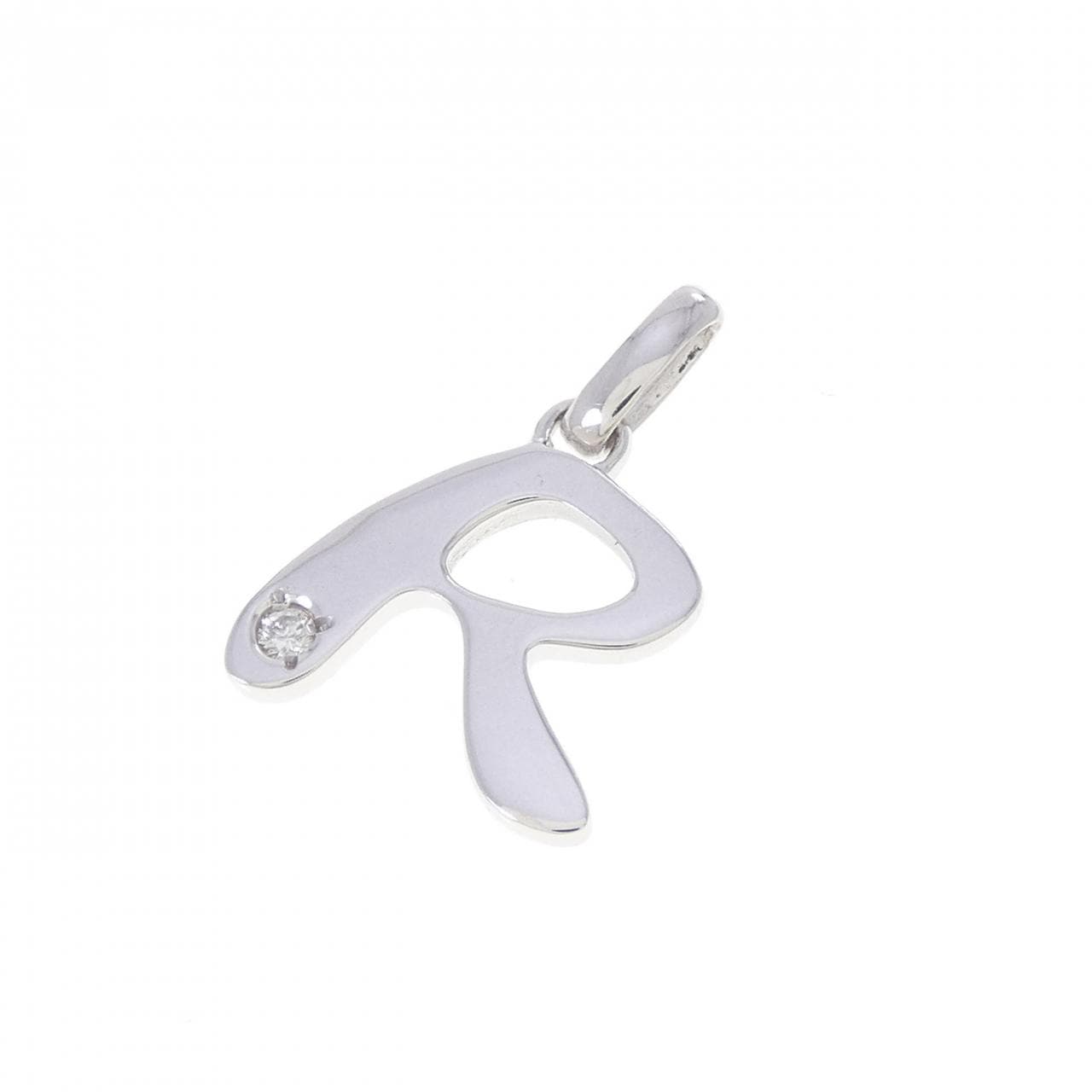 K18WG イニシャルR ダイヤモンド ペンダント