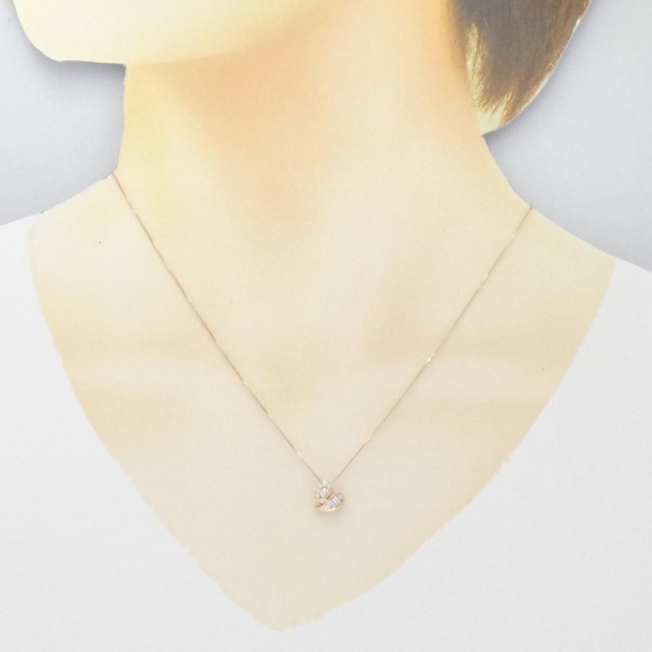 585PG/K10PG ハート ダイヤモンド ネックレス 0.29CT