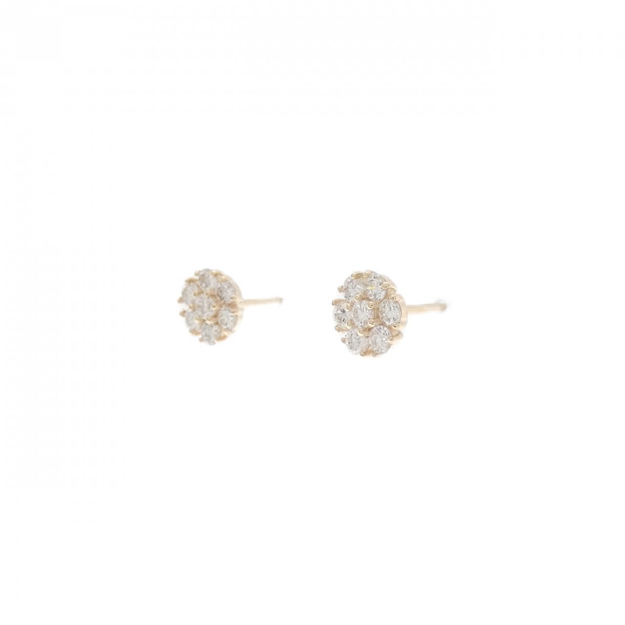 【リメイク】K10YG フラワー ダイヤモンド ピアス 0.30CT