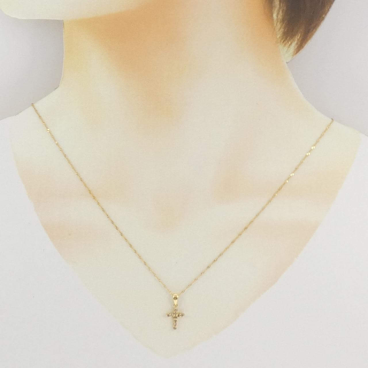K18YG/750YG クロス ダイヤモンド ネックレス 0.20CT