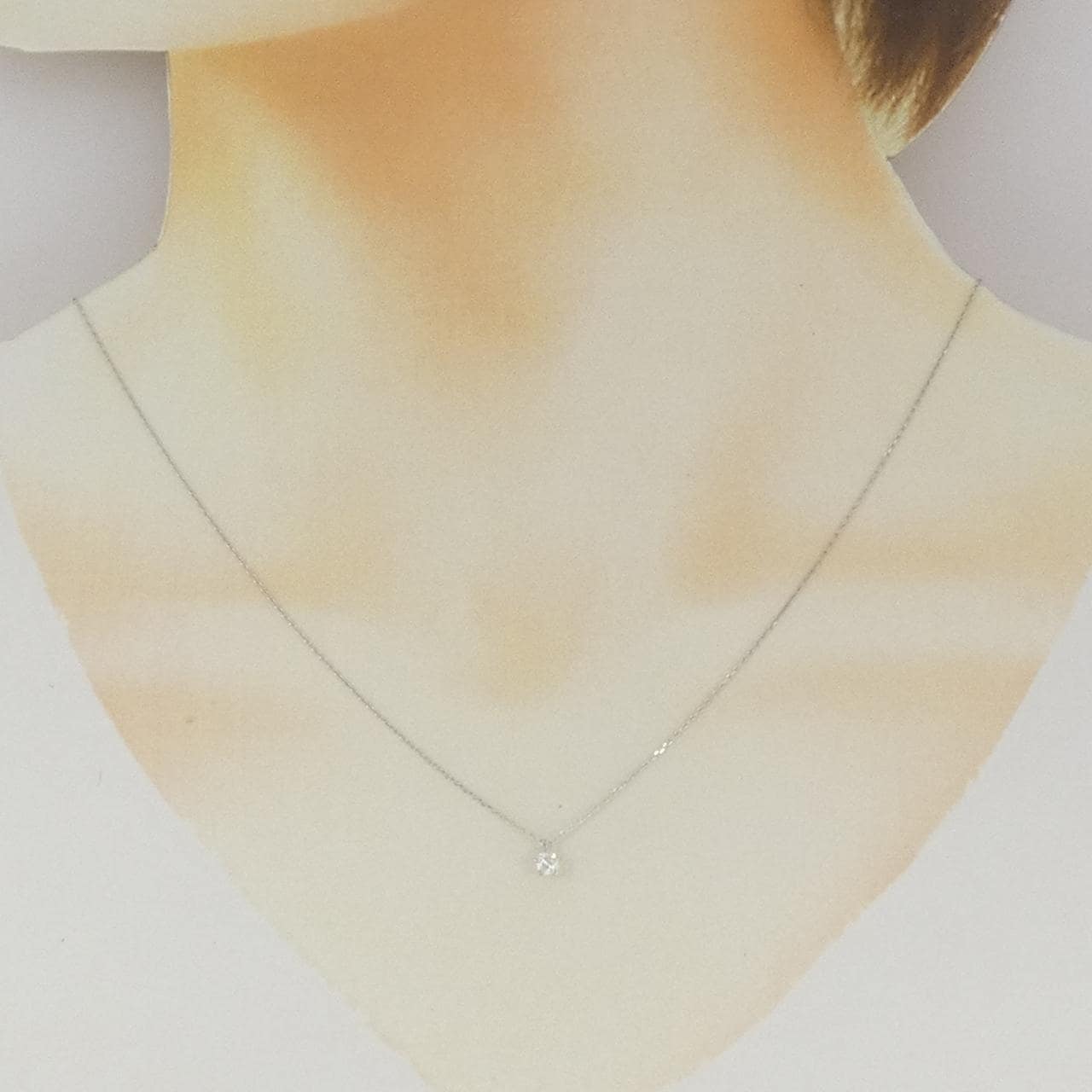 K18WG ソリティア ダイヤモンド ネックレス 0.128CT