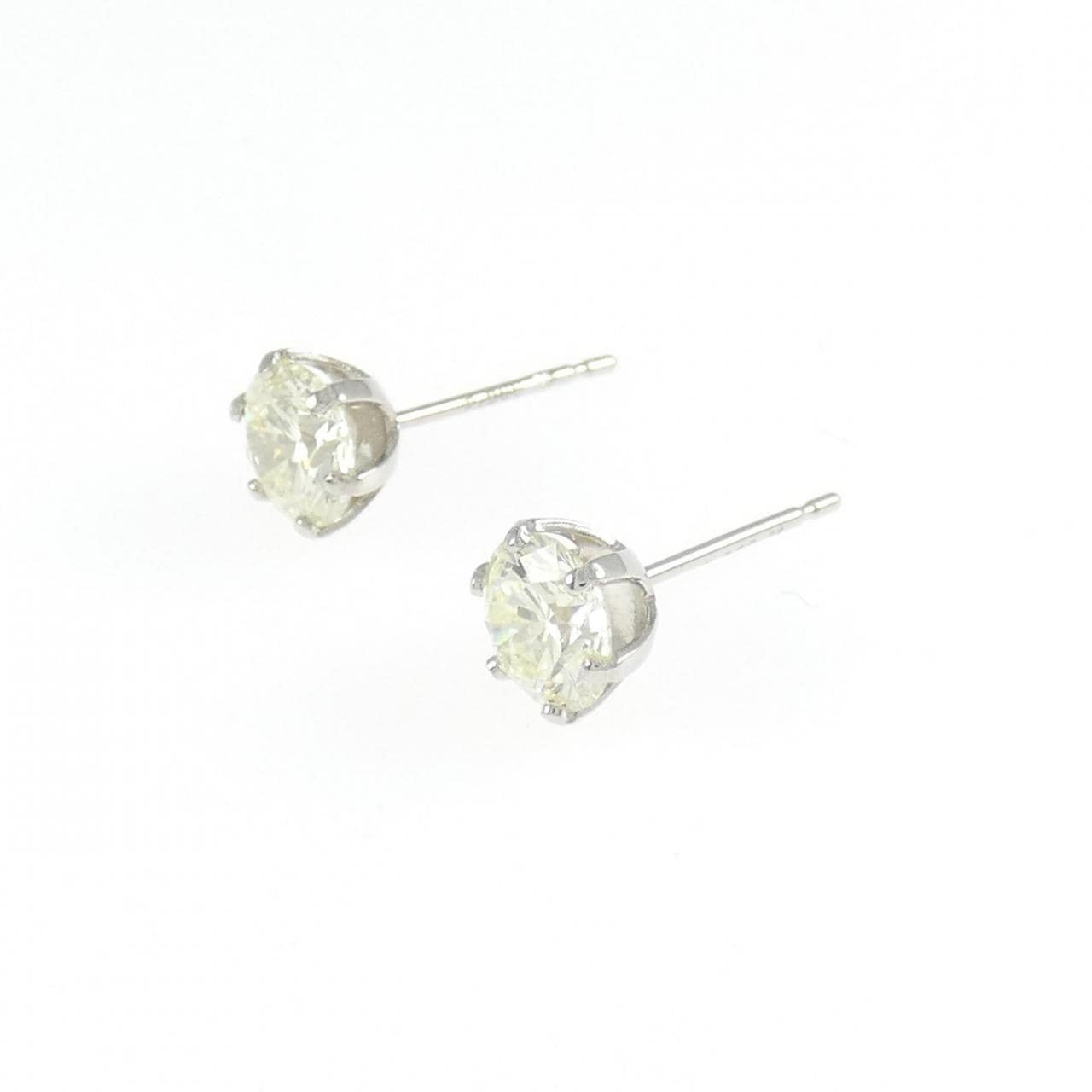 PT900 ソリティア ダイヤモンド ピアス 1.0CT