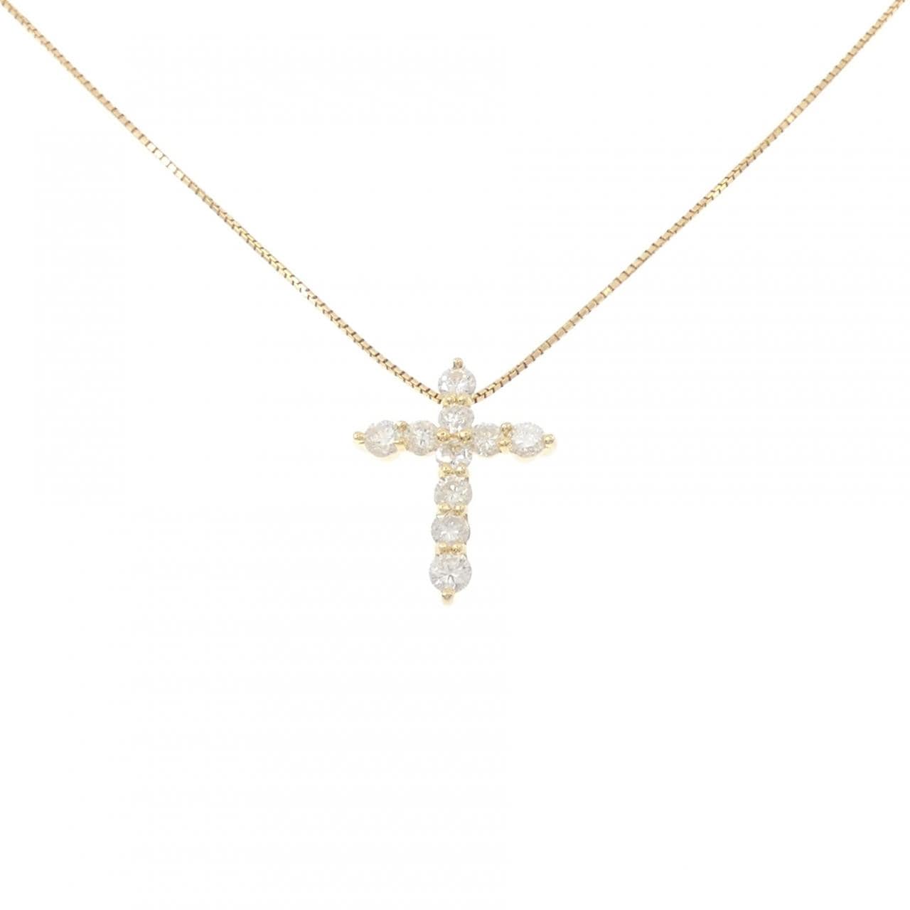 K18YG クロス ダイヤモンド ネックレス 2.0CT