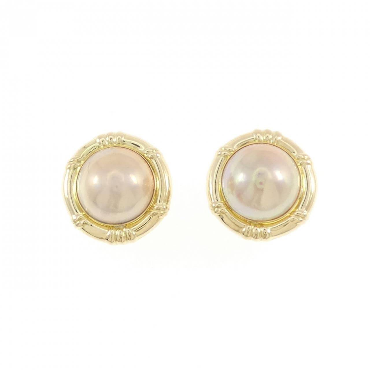 K18YG Mabe pearl earrings