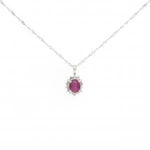 K18WG/750WG ルビー ネックレス 0.40CT