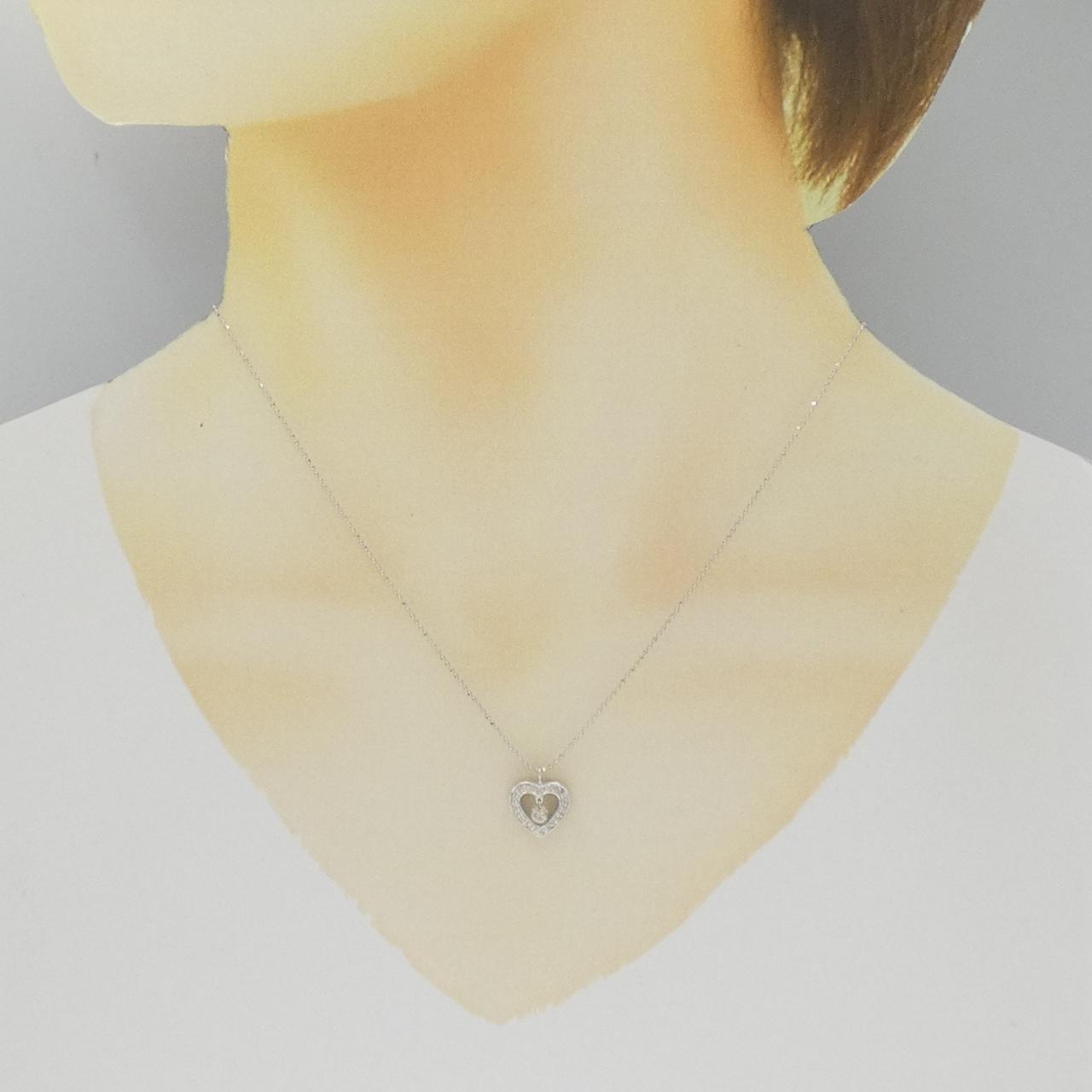 K18WG ハート ダイヤモンド ネックレス 0.15CT