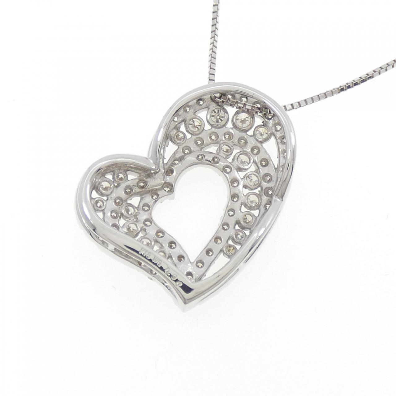 K18WG ハート ダイヤモンド ネックレス 0.90CT