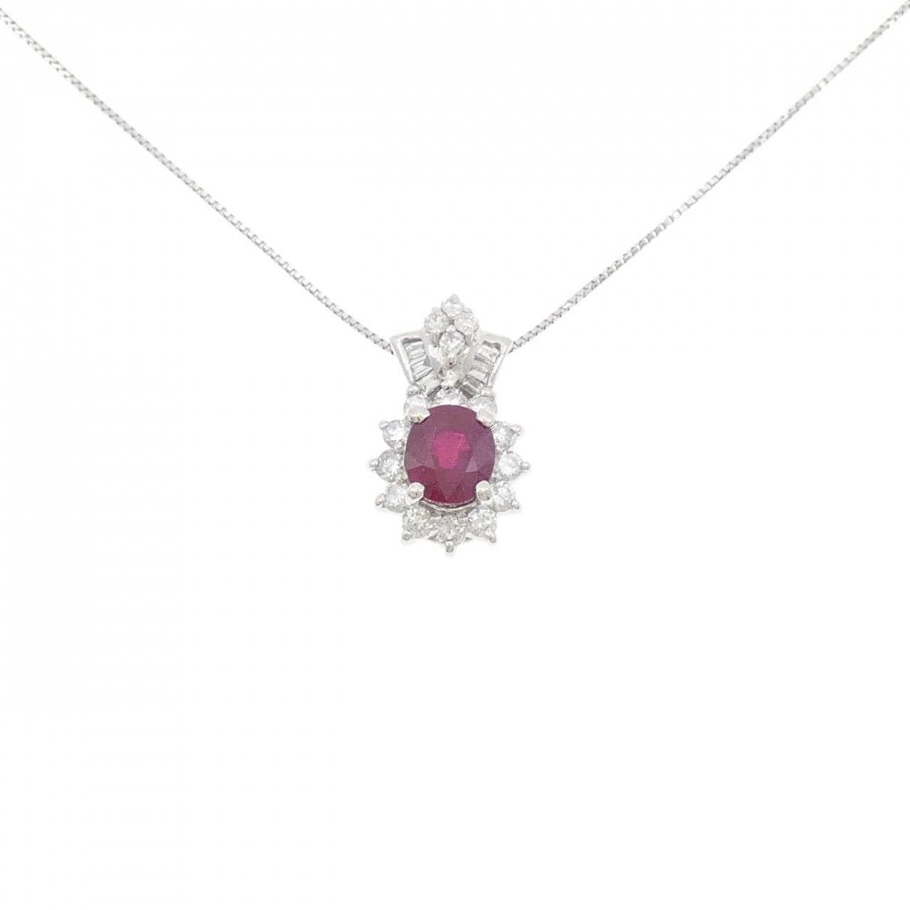 PT900/PT850 ルビー ネックレス 1.14CT