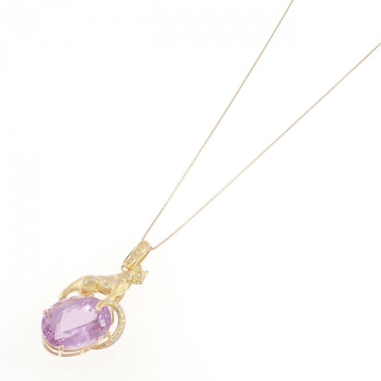 K18YG クンツァイト ネックレス 24.22CT