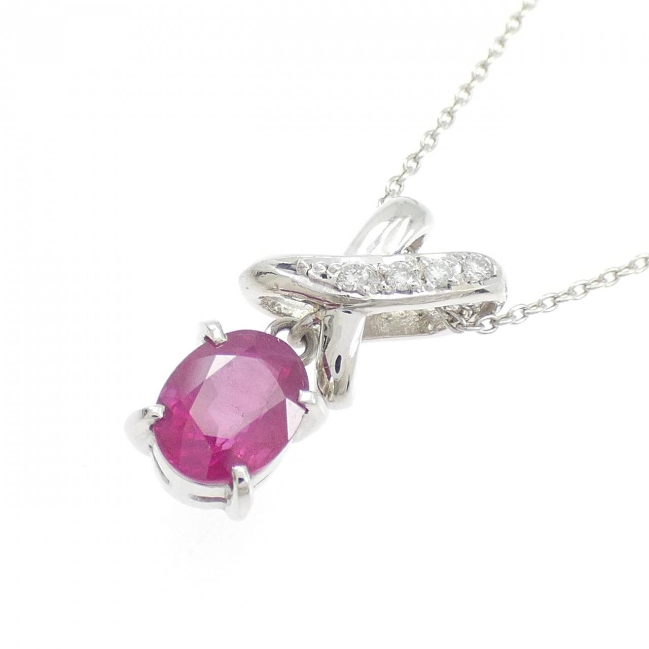 PT900/PT850 ルビー ネックレス 1.12CT