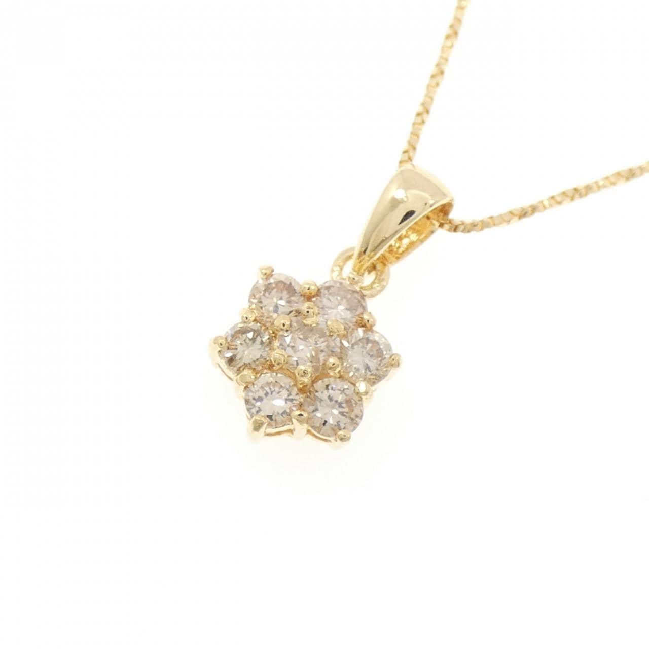 K18YG/750YG フラワー ダイヤモンド ネックレス 0.50CT