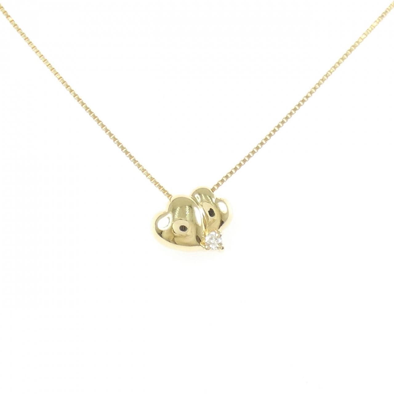 K18YG ハート ダイヤモンド ネックレス 0.02CT