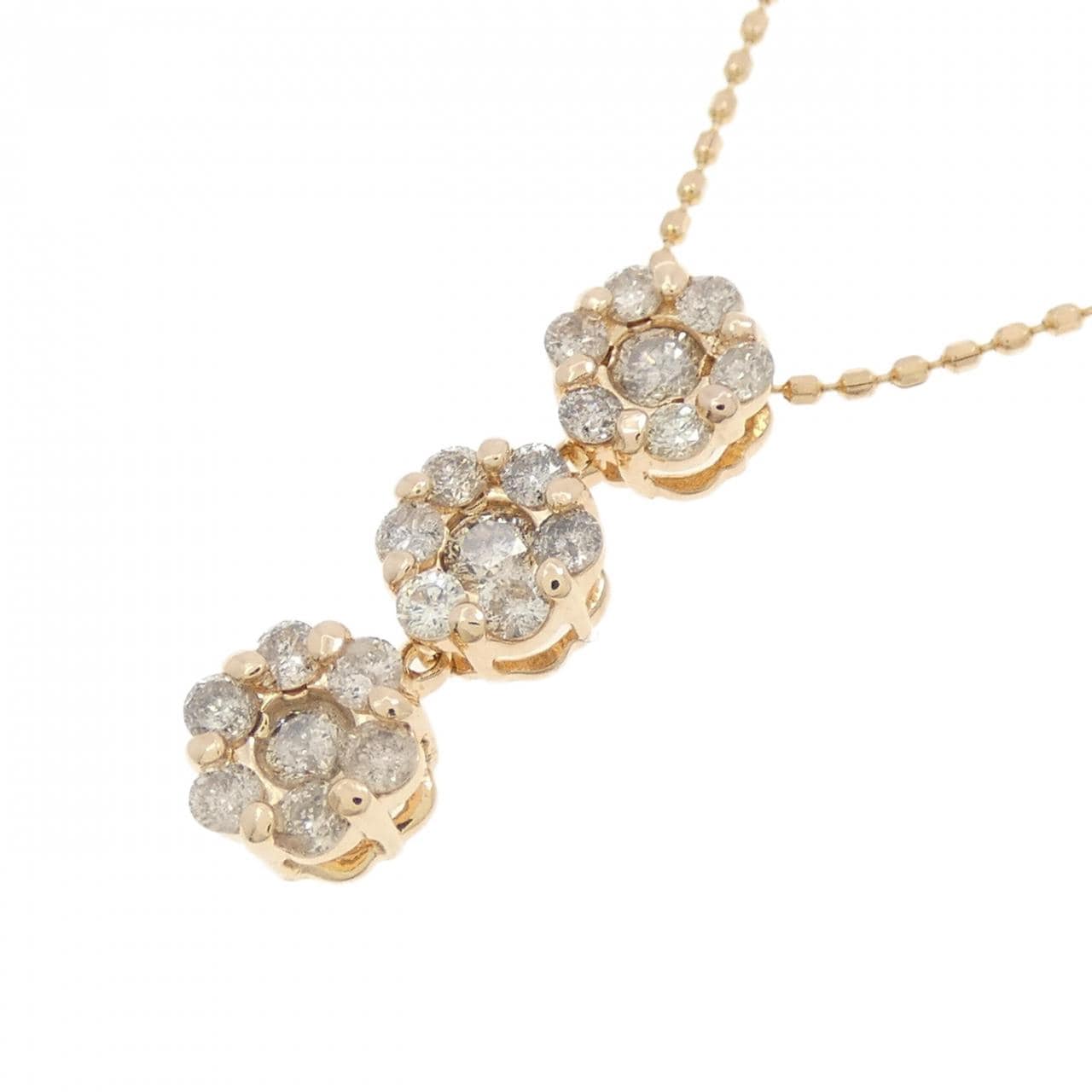 K14PG フラワー ダイヤモンド ネックレス 0.50CT
