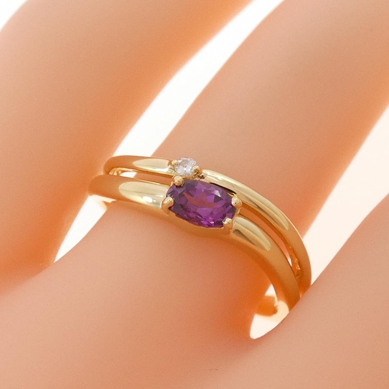 K18YG ガーネット リング 0.30CT