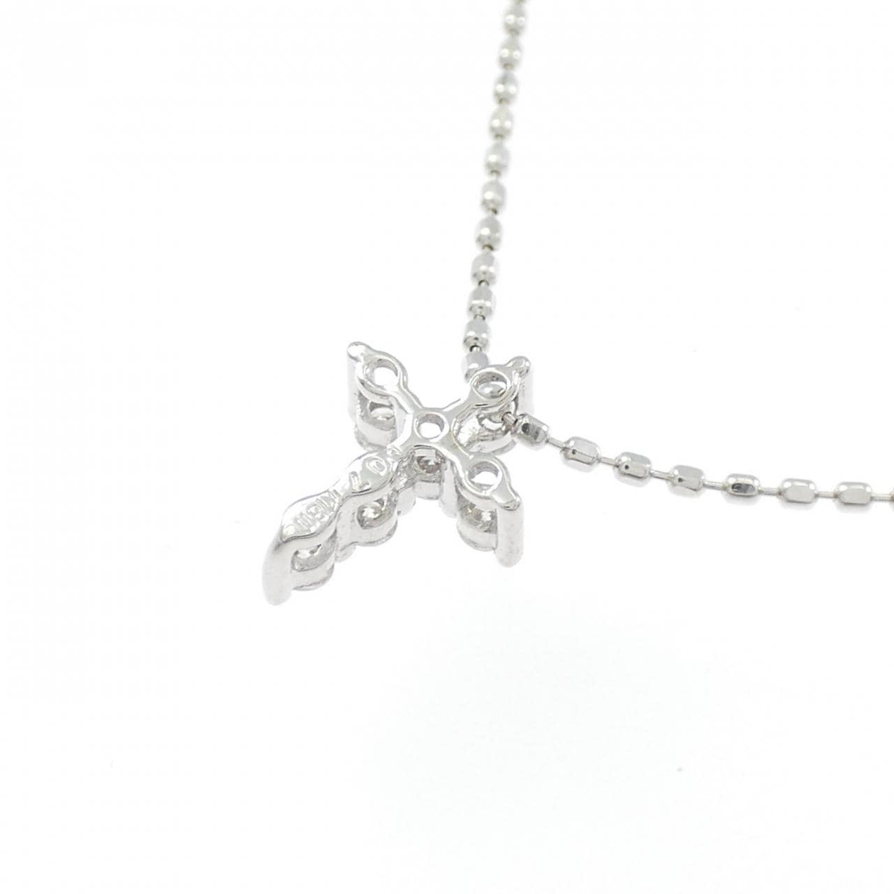 K18WG クロス ダイヤモンド ネックレス 0.07CT
