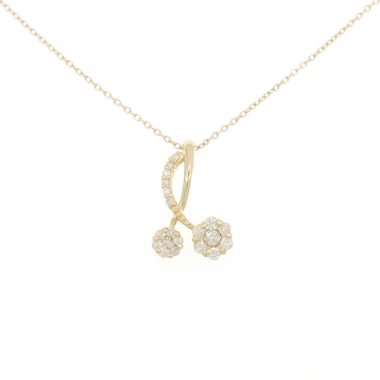 K10YG フラワー ダイヤモンド ネックレス 0.23CT