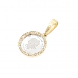 【新品】K18YG(枠) ダイヤモンド コイン ペンダント 0.20CT