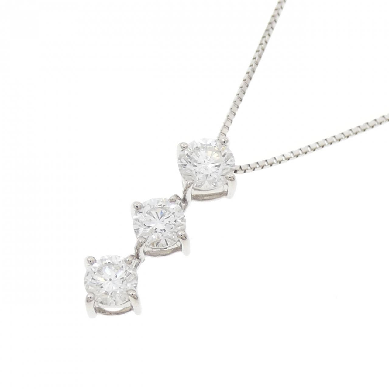 PT900/PT850 スリーストーン ダイヤモンド ネックレス 1.020CT
