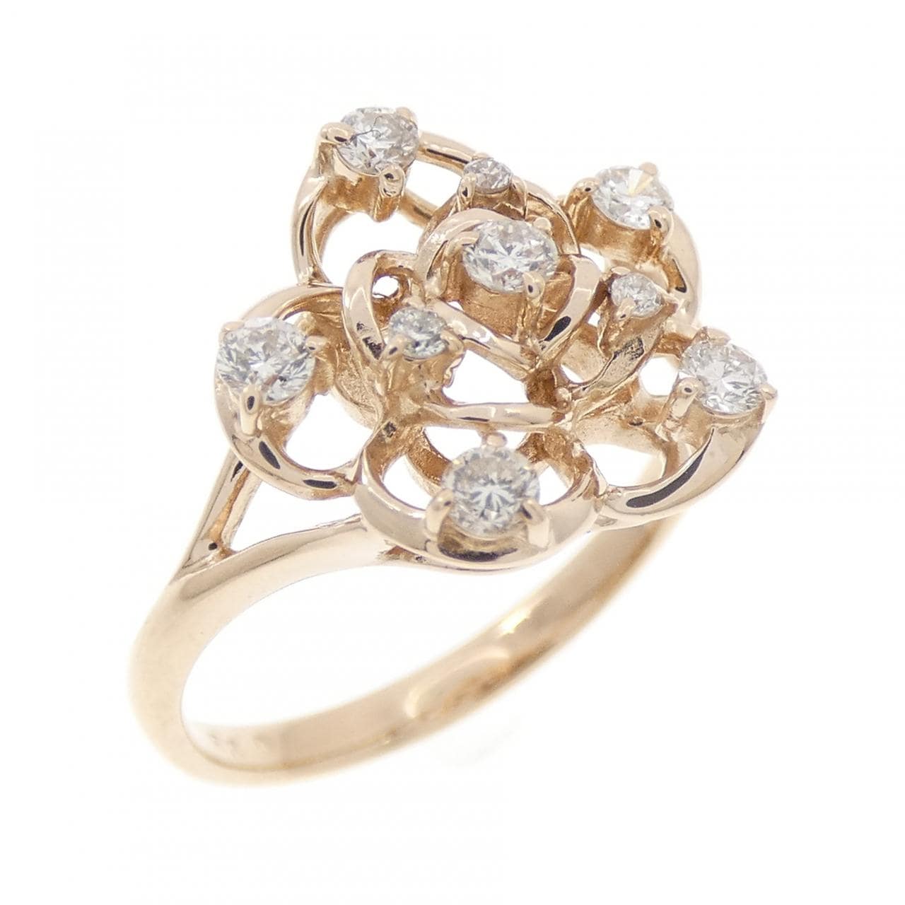 K10PG フラワー ダイヤモンド リング 0.23CT