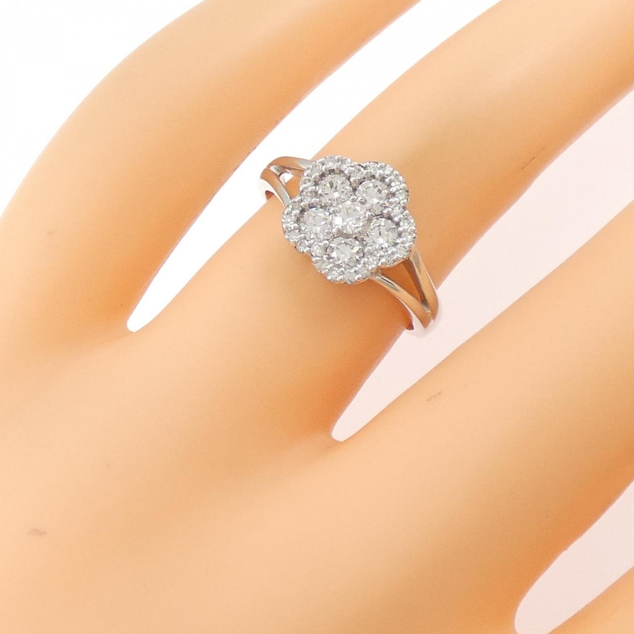 K18WG フラワー ダイヤモンド リング 0.58CT