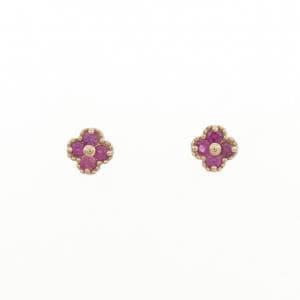 K18PG  フラワー ルビー ピアス 0.30CT