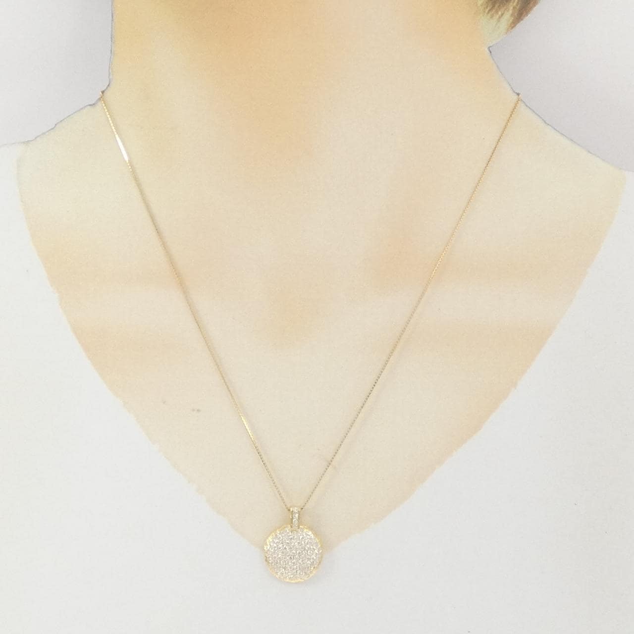K18YG パヴェ ダイヤモンド ネックレス 0.92CT