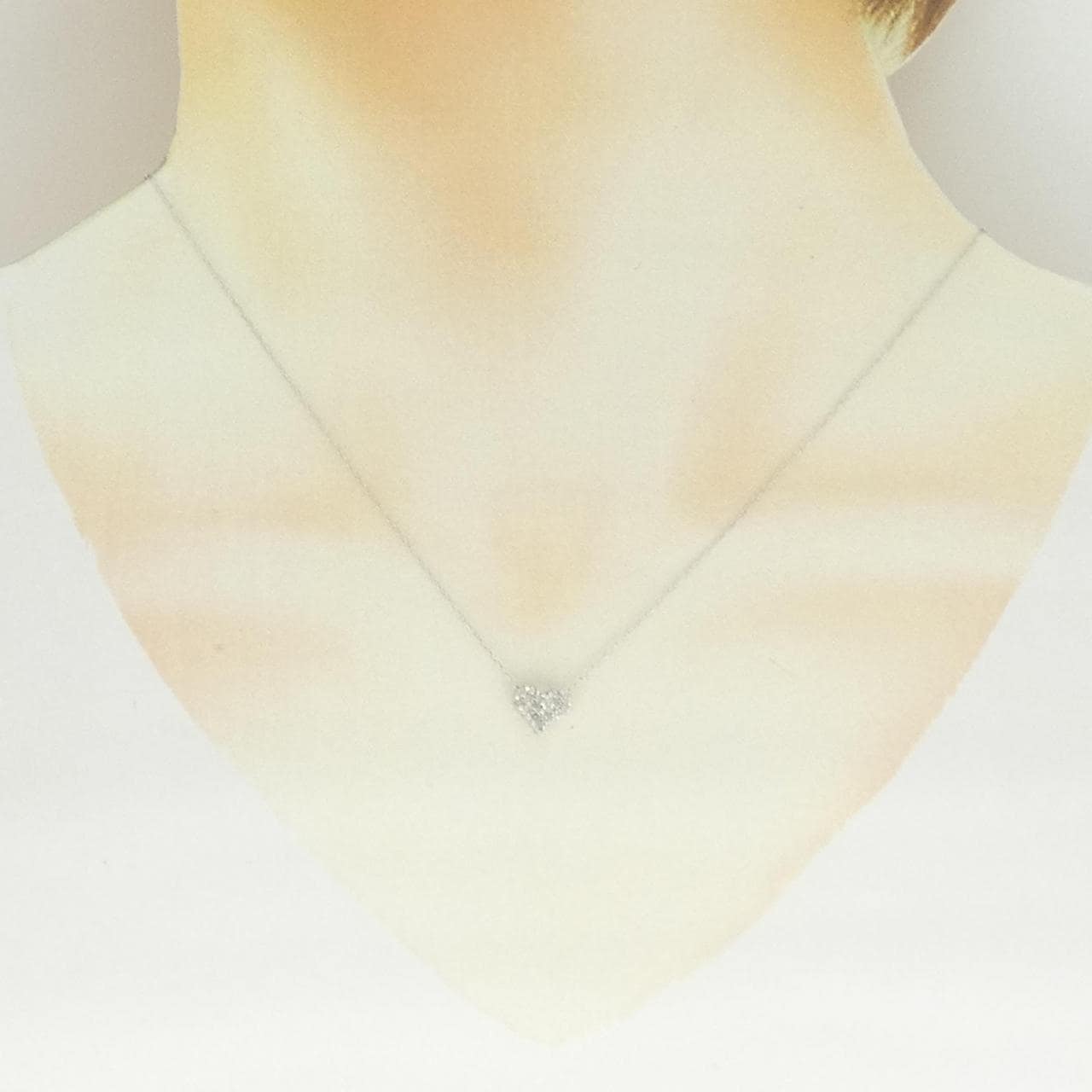 K18WG ハート ダイヤモンド ネックレス 0.21CT