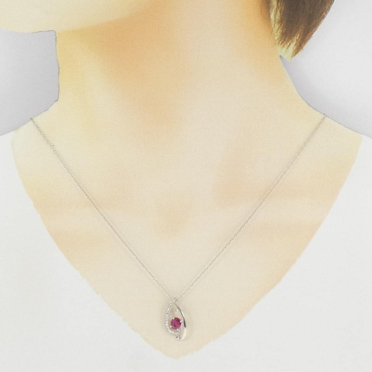 【新品】PT900/PT850 ルビー ネックレス 0.59CT