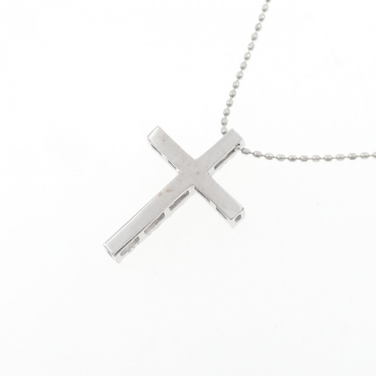 K18WG クロス ダイヤモンド ネックレス 0.32CT