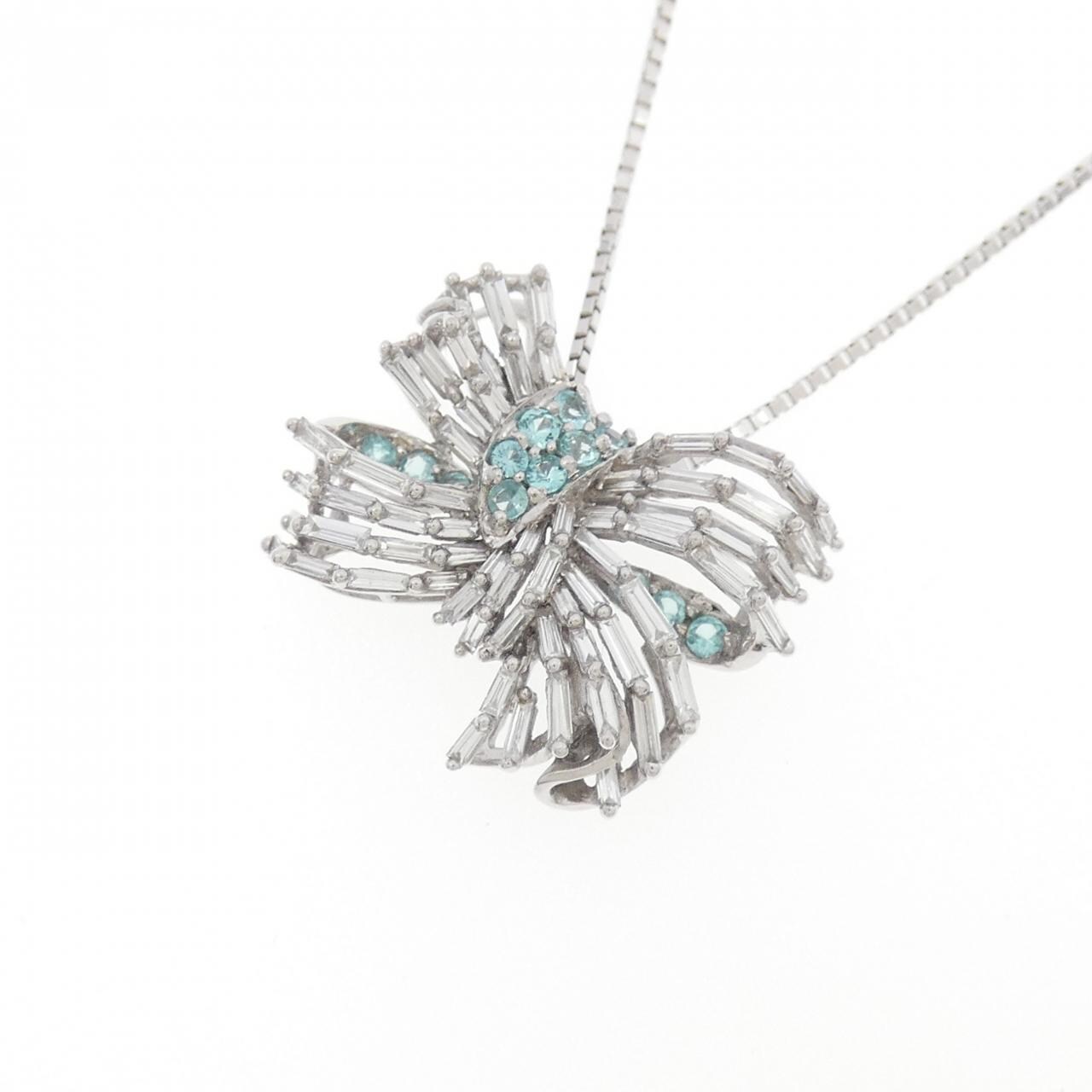 K18WG リボン トルマリン ネックレス 0.12CT