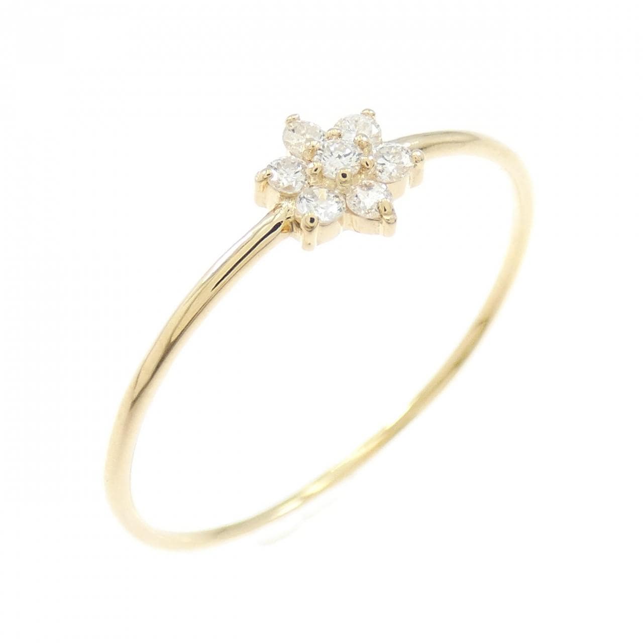 【再加工款】K18YG花朵鑽石戒指0.10克拉