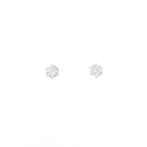 K14WG ソリティア ダイヤモンド ピアス 0.6CT