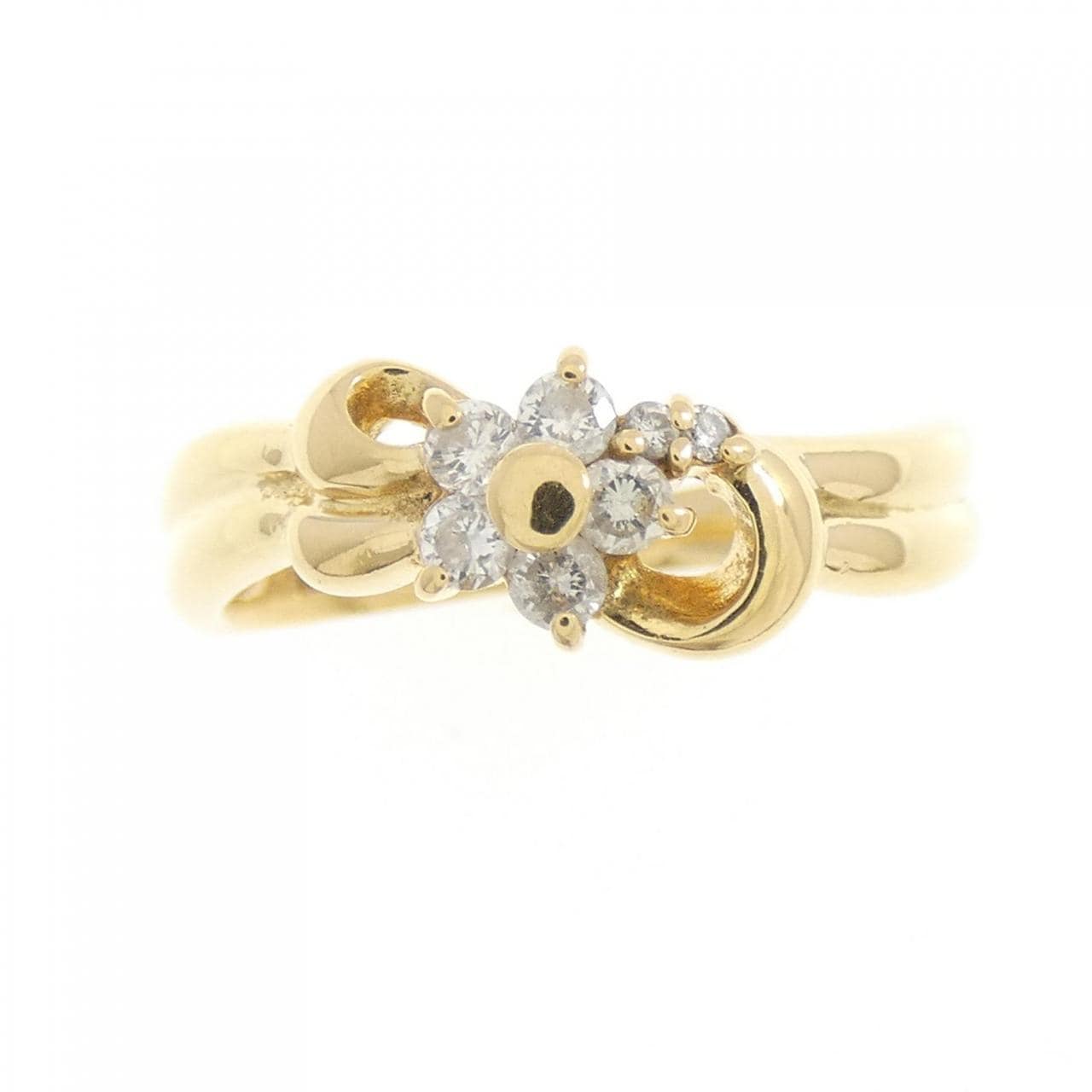 K18YG フラワー ダイヤモンド リング 0.14CT