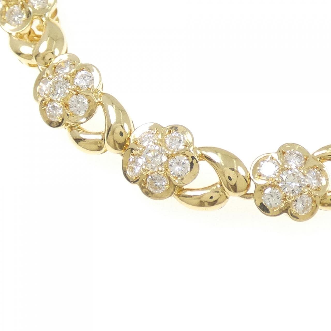 K18YG フラワー ダイヤモンド ネックレス 2.45CT