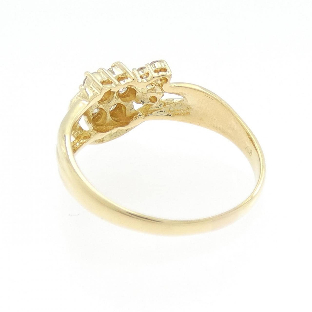 K18YG フラワー ダイヤモンド リング 0.30CT