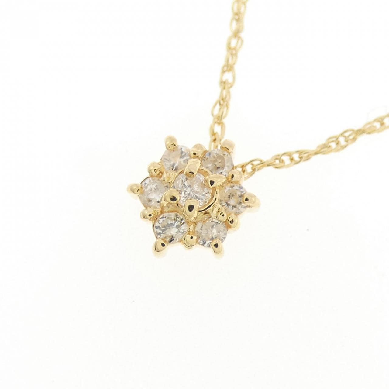 750YG フラワー ダイヤモンド ネックレス