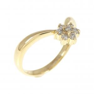 K18YG フラワー ダイヤモンド リング 0.10CT
