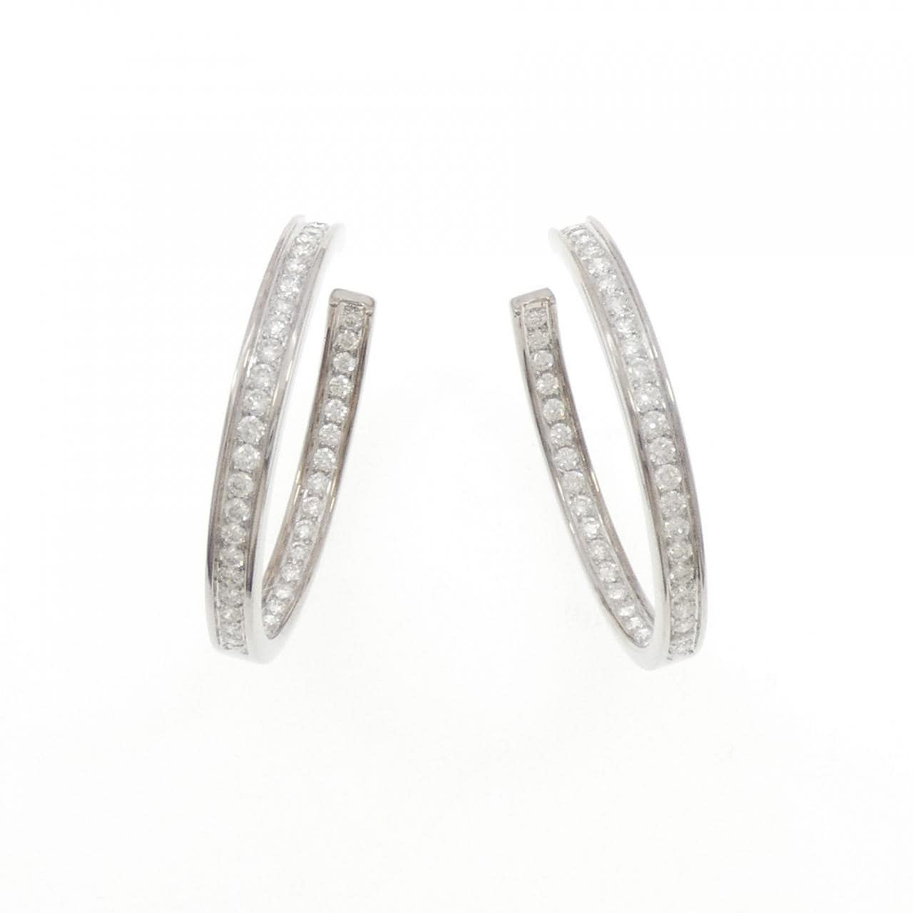 K18WG/K14WG ダイヤモンド ピアス 2.64CT